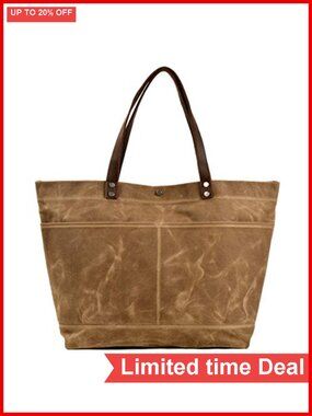 Waxed Canvas Travel Tote Bag Extra Large Carryall Shoulder Handbag Waterproof